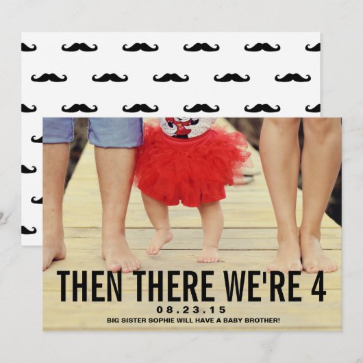 Black Mustache | Aankondiging van een foto-zwanger (Voorkant / Achterkant)