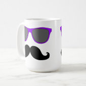 Black Mustache en Paarse zonnebril Humor Koffiemok (Voorkant links)