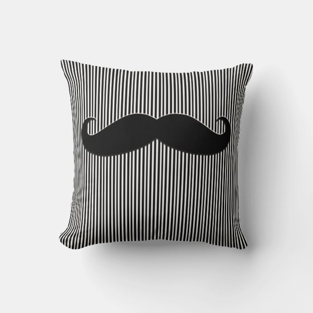 Black Mustache en Stripes Funny Sierkussen (Voorkant)
