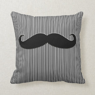 Black Mustache en Stripes Funny Sierkussen