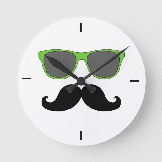 Black Mustache Green Sunbril Wall klok (Voorkant)