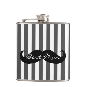 Black Mustache Groomsmen Drink erlenmeyer Heupfles