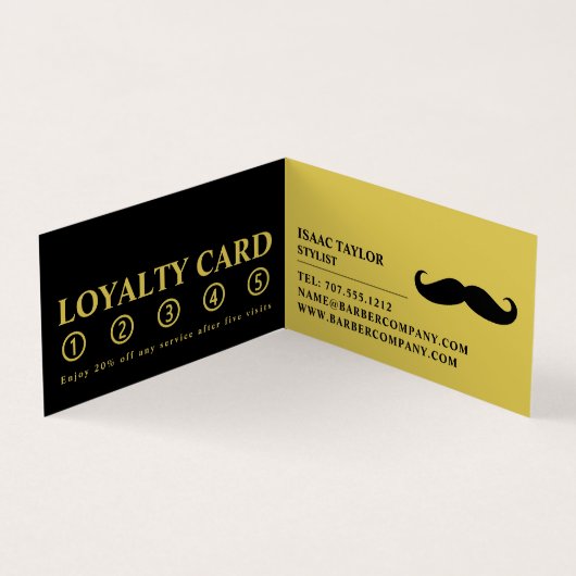 Black Mustache, Mannen Barbers Loyalty Card; Visitekaartje (Binnen)