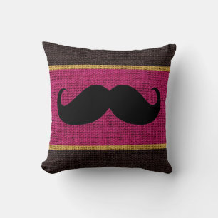 Black Mustache Pansy Paarse Burlap Jute Background Kussen