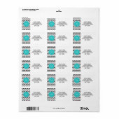 Black Mustache Pattern, Blauwgroen Monogram Etiket (Full Sheet)
