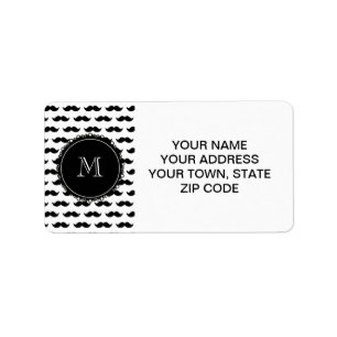 Black Mustache Pattern Etiket