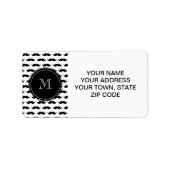 Black Mustache Pattern, Jouw Monogram Etiket (Voorkant)