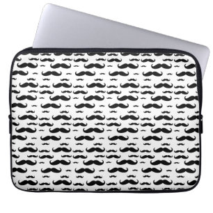 Black Mustache Pattern Laptop Sleeve