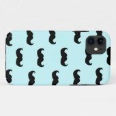 Black Mustache Pattern op blauw Case-Mate iPhone Case (Achterkant (horizontaal))