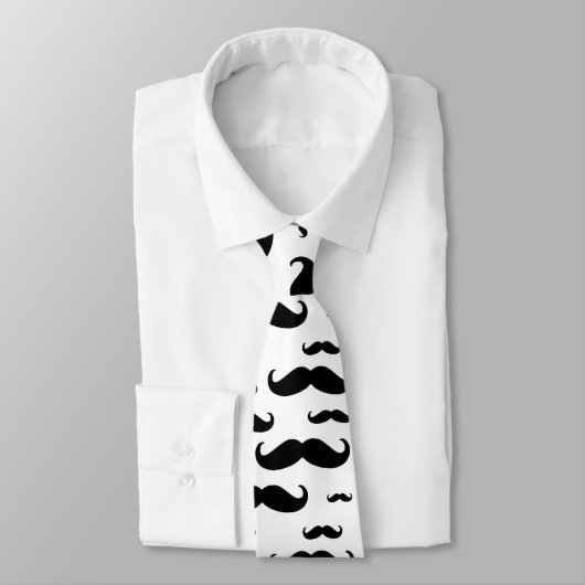 Black Mustache Pattern Stropdas (Gebonden)