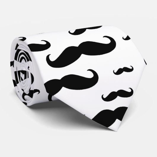 Black Mustache Pattern Stropdas (Opgerold)