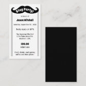 Black Mustache Stag en Bachelor Party Ticket (Voorkant / Achterkant)