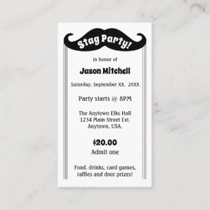 Black Mustache Stag en Bachelor Party Ticket