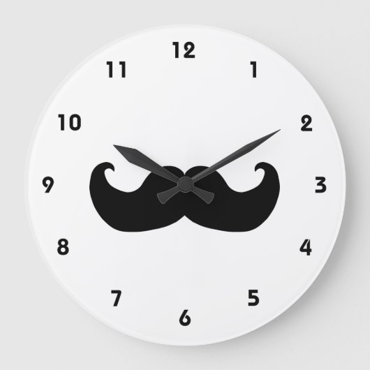 Black Mustache wall klok met cijfers (Voorkant)