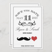 Black Mustache Wedding DAY 11 Save the Date (Voorkant / Achterkant)