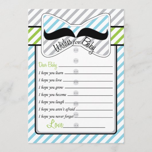 Black Mustache Wishes for Baby shower Game Kaart (Voorkant)