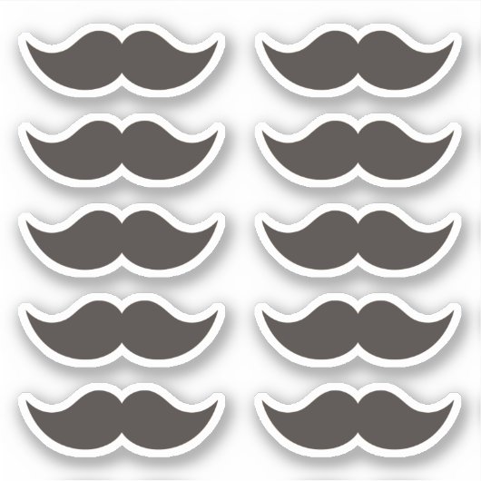 Black Mustaches Mustache set van 10 Stickers (Voorkant)