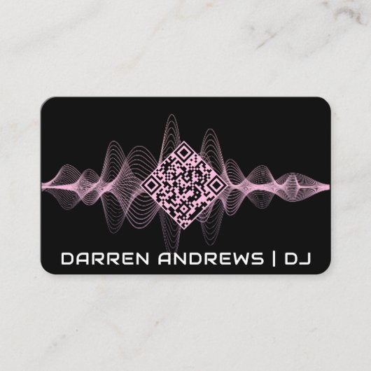 Black | Muziek QR Code Soundwave Visitekaartje (Voorkant)