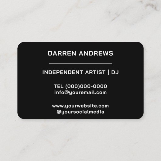 Black | Muziek QR Code Soundwave Visitekaartje (Achterkant)