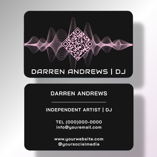 Black | Muziek QR Code Soundwave Visitekaartje