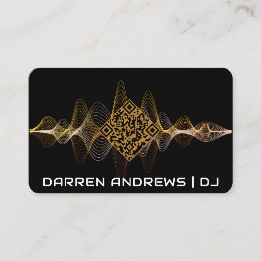 Black | Muziek QR Code Soundwave Visitekaartje (Voorkant)