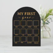 Black my first year photo frame template kaart (Staand voorkant)