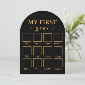 Black my first year photo frame template kaart