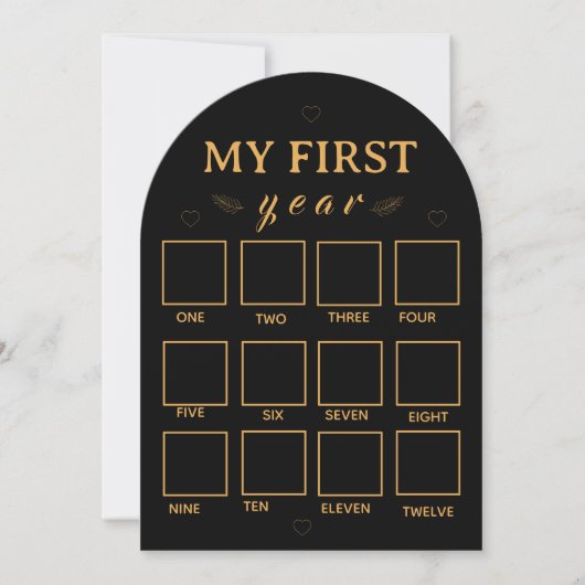 Black my first year photo frame template kaart (Voorkant)