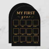 Black my first year photo frame template kaart (Voorkant / Achterkant)