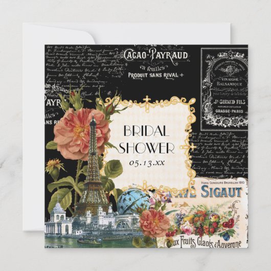 Black n Cream  Eiffeltowerparen Kaart (Achterkant)