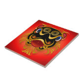 Black 'n Gold Chinese Dragon Face Tiles 'n' Trivet Tegeltje (Zijkant)