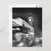 Black-n-White Big Ben - Double Decker Bus - Londen Briefkaart (Voorkant / Achterkant)