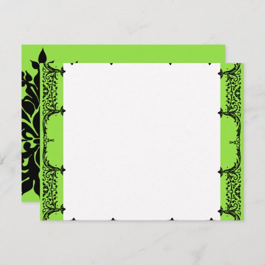 Black n White Fleur de Lis Bedankt voor het huweli Notitiekaartje (Voorkant / Achterkant)