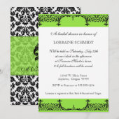 Black n White Fleur de Lis Damask Vrijgezellenfees Kaart (Voorkant / Achterkant)