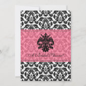 Black n White Fleur de Lis Damask Vrijgezellenfees Kaart (Achterkant)