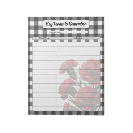 Black n White Floral _ Sleutelbegrippen om te onth Notitieblok