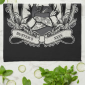 Black-n-White Hipster Barbershop personaliseren Theedoek (Gevouwen)