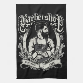 Black-n-White Hipster Barbershop personaliseren Theedoek