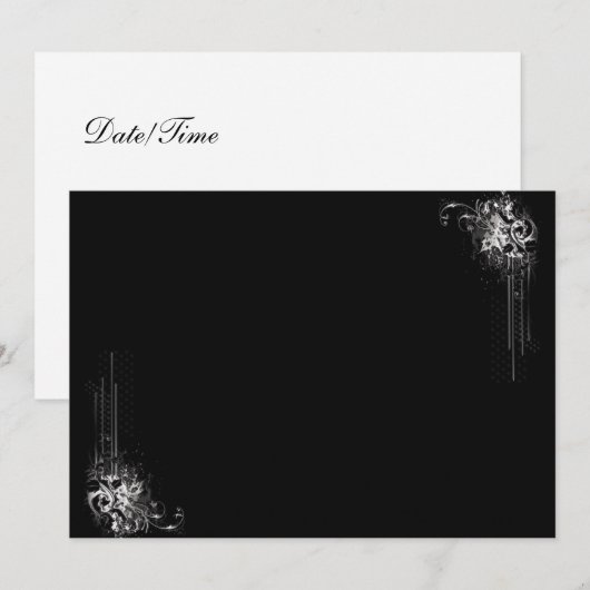 Black n White Invitation Kaart (Voorkant / Achterkant)