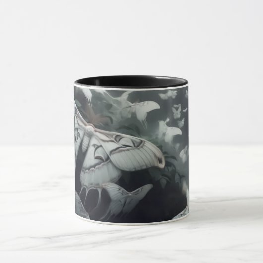 Black n White Moth Coffee Mug Mok (Midden)