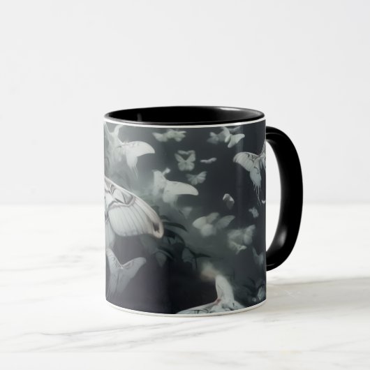 Black n White Moth Coffee Mug Mok (Voorkant rechts)