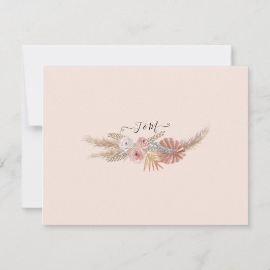 Black n White Pampas Grass Floral Foliage Wedding Kaart (Achterkant)