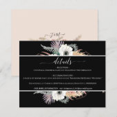 Black n White Pampas Grass Floral Foliage Wedding Kaart (Voorkant / Achterkant)