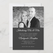 Black n White Photo Marriage Reception Kaart (Voorkant)