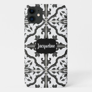 Black n White Waterverf Rustic Boerderij Tile Patt Case-Mate iPhone Case