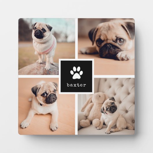 Black | Naam en foto's plakken van honden Fotoplaat (Voorkant)