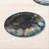 Black Nacre Natuur Pattern Ronde Kartonnen Onderzetter (Gebogen)