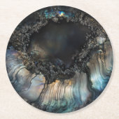 Black Nacre Natuur Pattern Ronde Kartonnen Onderzetter (Voorkant)
