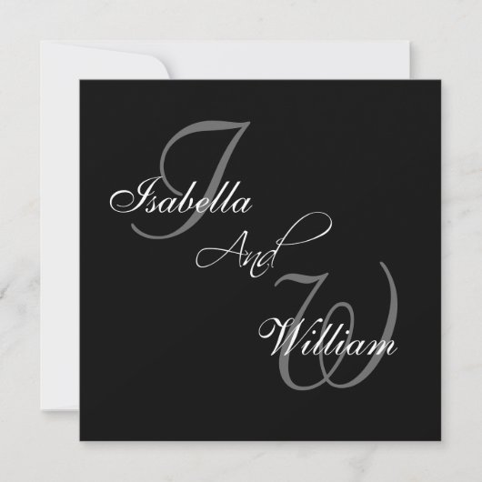 Black Names Initialen Wedding Invitations Kaart (Voorkant)