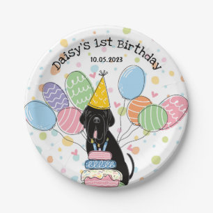 Black Napolitan Mastiff Dog Verjaardagsfeestje Papieren Bordje